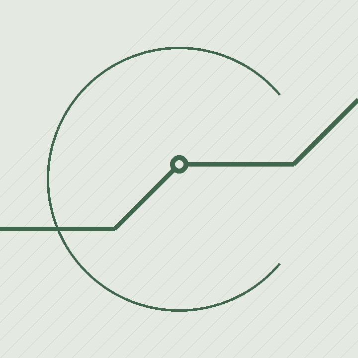 Two lines meet in an open space